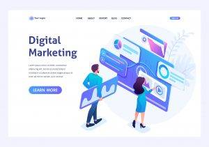 48 300x211 - Isometric concept young entrepreneurs insist data for digital marketing, advertising on the Internet.Template landing page for website