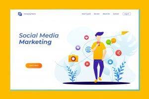 u 300x200 - Landing page template of Social media marketing. Modern flat design concept of web page design